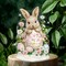 1 Pc Easter Tabletop Diamond Painting Ornament – Cute Bunny, Eggs & Flower Designs, Double-Sided Acrylic Stand-Up Desk Art for Home & Holiday Decor